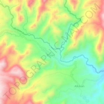 B'laan topographic map, elevation, terrain