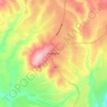 Hossana topographic map, elevation, terrain