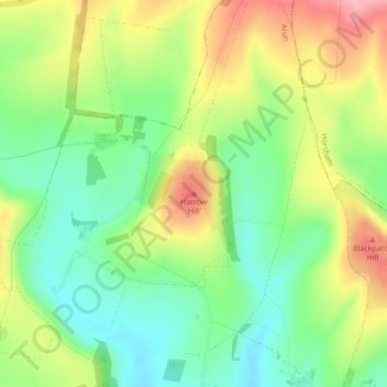 Harrow Hill topographic map, elevation, terrain