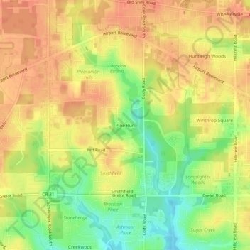 Pine Run topographic map, elevation, terrain