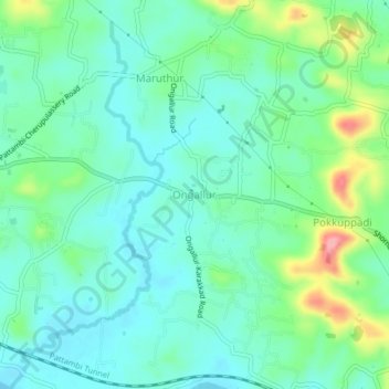 Ongallur topographic map, elevation, terrain