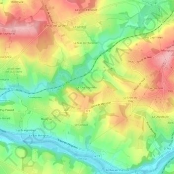 Le Clos Gigondas topographic map, elevation, terrain