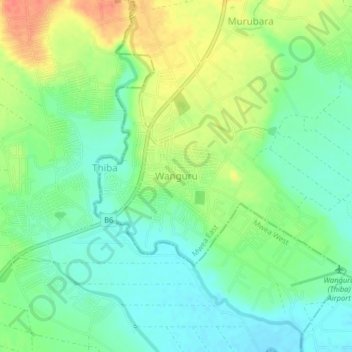 Wanguru topographic map, elevation, terrain