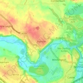 Barnton topographic map, elevation, terrain