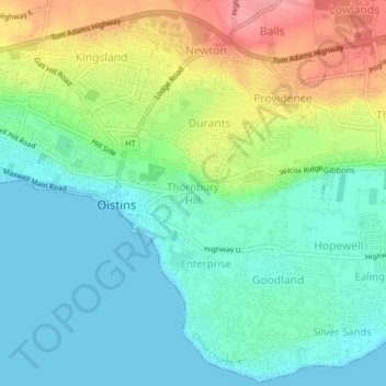 Thornbury Hill topographic map, elevation, terrain