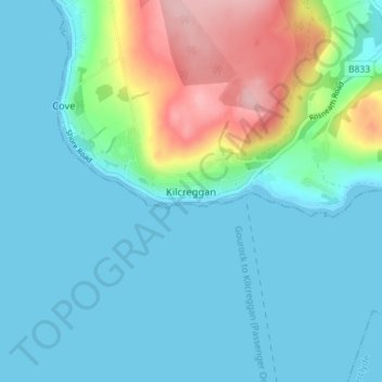 Kilcreggan topographic map, elevation, terrain