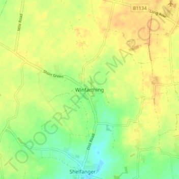 Winfarthing topographic map, elevation, terrain