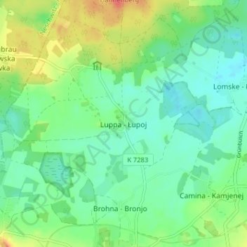 Luppa topographic map, elevation, terrain
