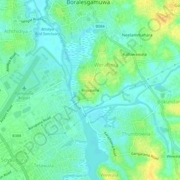 Borupana topographic map, elevation, terrain