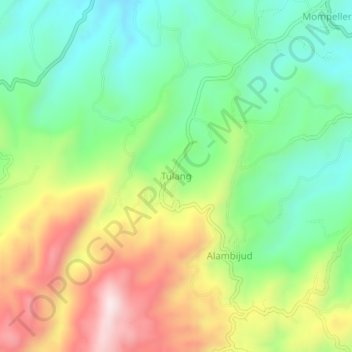 Tulang topographic map, elevation, terrain