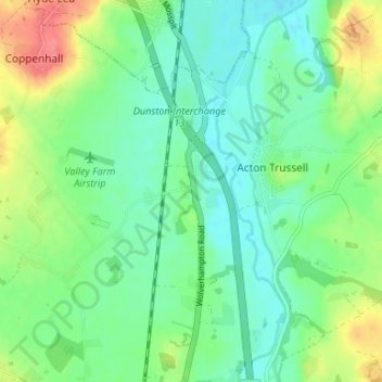 Dunston topographic map, elevation, terrain