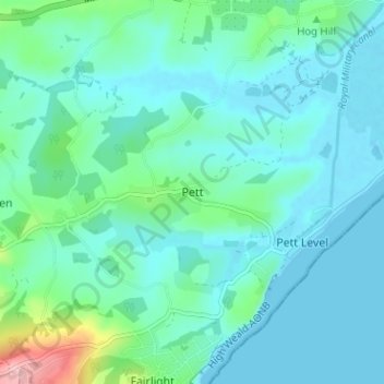 Pett topographic map, elevation, terrain