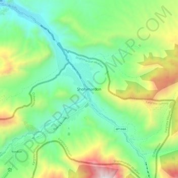 Shohimardon topographic map, elevation, terrain