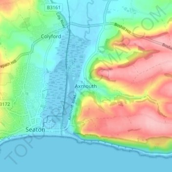 Axmouth topographic map, elevation, terrain