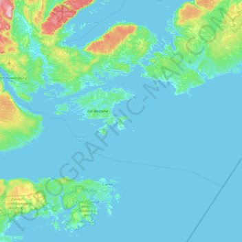 Petit-de-Grat Island topographic map, elevation, terrain