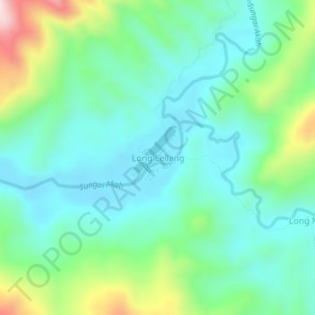 Long Lellang topographic map, elevation, terrain