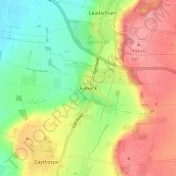 Fulbeck topographic map, elevation, terrain