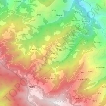 Jobar topographic map, elevation, terrain