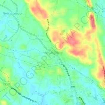 Pezhakkappilly topographic map, elevation, terrain