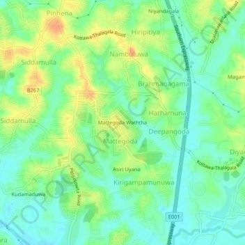 Mattegoda Waththa topographic map, elevation, terrain