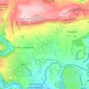 Great Longstone topographic map, elevation, terrain