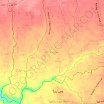 Timbugan topographic map, elevation, terrain