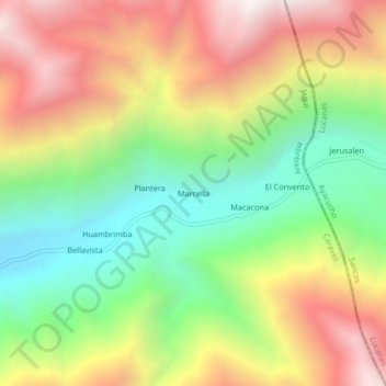 Marcella topographic map, elevation, terrain