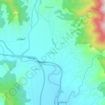 Jabori topographic map, elevation, terrain