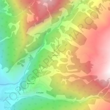 Sethan topographic map, elevation, terrain