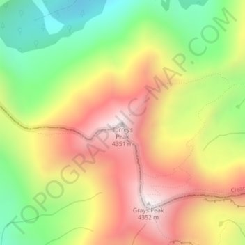 Torreys Peak topographic map, elevation, terrain