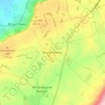 Broad Hinton topographic map, elevation, terrain