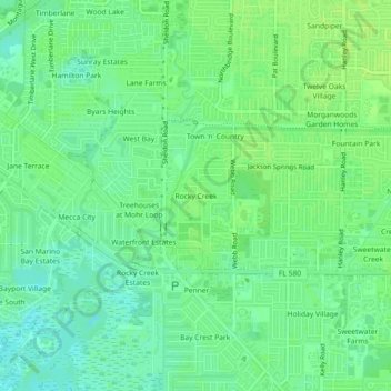 Rocky Creek topographic map, elevation, terrain