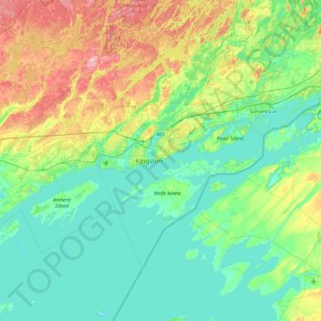 Kingston topographic map, elevation, terrain