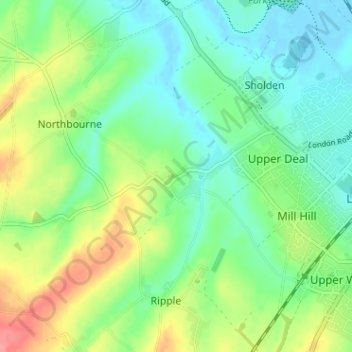 Great Mongeham topographic map, elevation, terrain