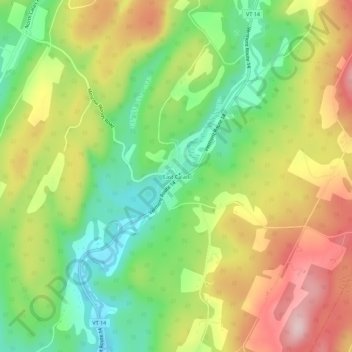 East Calais topographic map, elevation, terrain