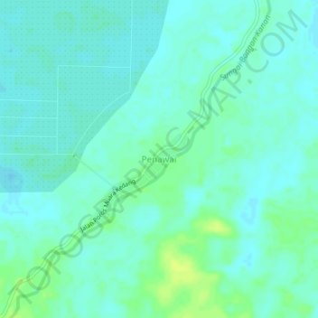 Penawai topographic map, elevation, terrain