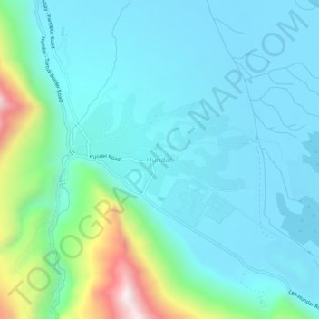 Hundar topographic map, elevation, terrain