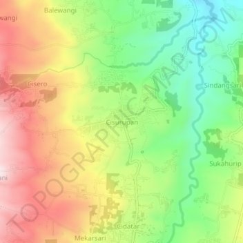 Cisurupan topographic map, elevation, terrain