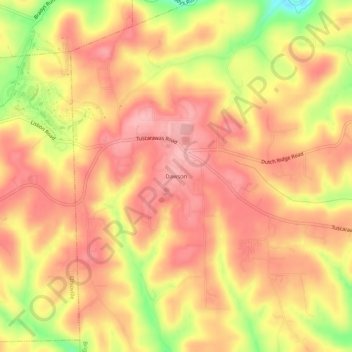 Dawson topographic map, elevation, terrain