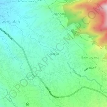 Cisarua topographic map, elevation, terrain