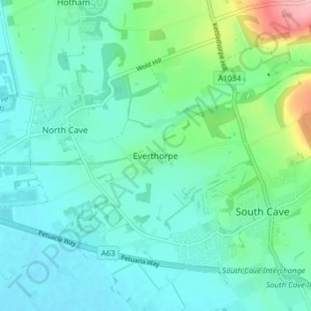 Everthorpe topographic map, elevation, terrain