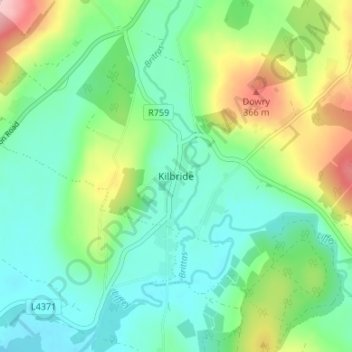 Kilbride topographic map, elevation, terrain