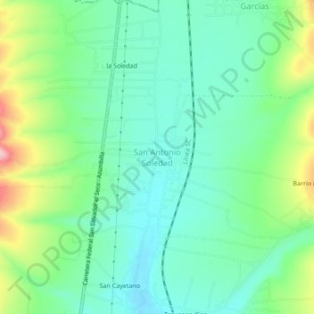 San Antonio Soledad topographic map, elevation, terrain