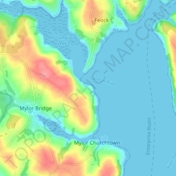 Restronguet topographic map, elevation, terrain