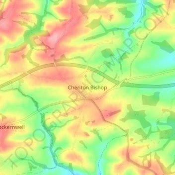 Cheriton Bishop topographic map, elevation, terrain