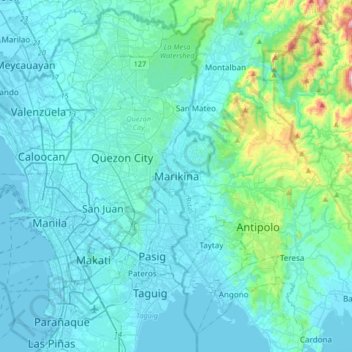 Marikina topographic map, elevation, terrain