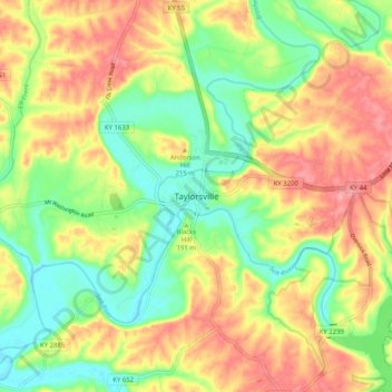 Taylorsville topographic map, elevation, terrain