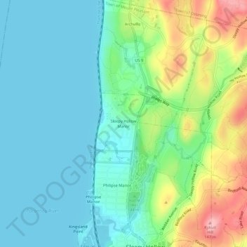 Sleepy Hollow Manor topographic map, elevation, terrain