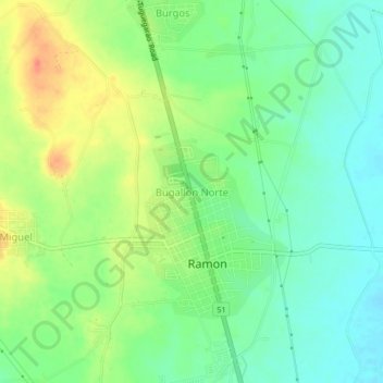 Bugallon Norte topographic map, elevation, terrain