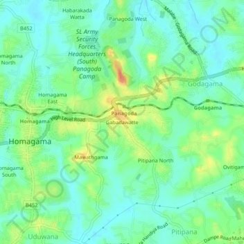 Gabadawatte topographic map, elevation, terrain